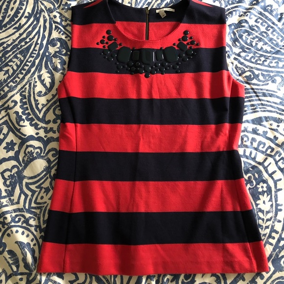 Halogen Tops - EUC: Halogen Striped Tank w/Jewel Bib